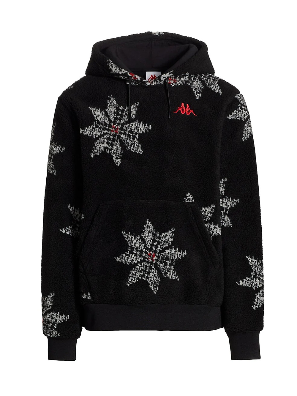 KAPPA MEN'S SHERPA FLEECE BLACK SNOW FALLEN HOODIE SIZE XXL NEW